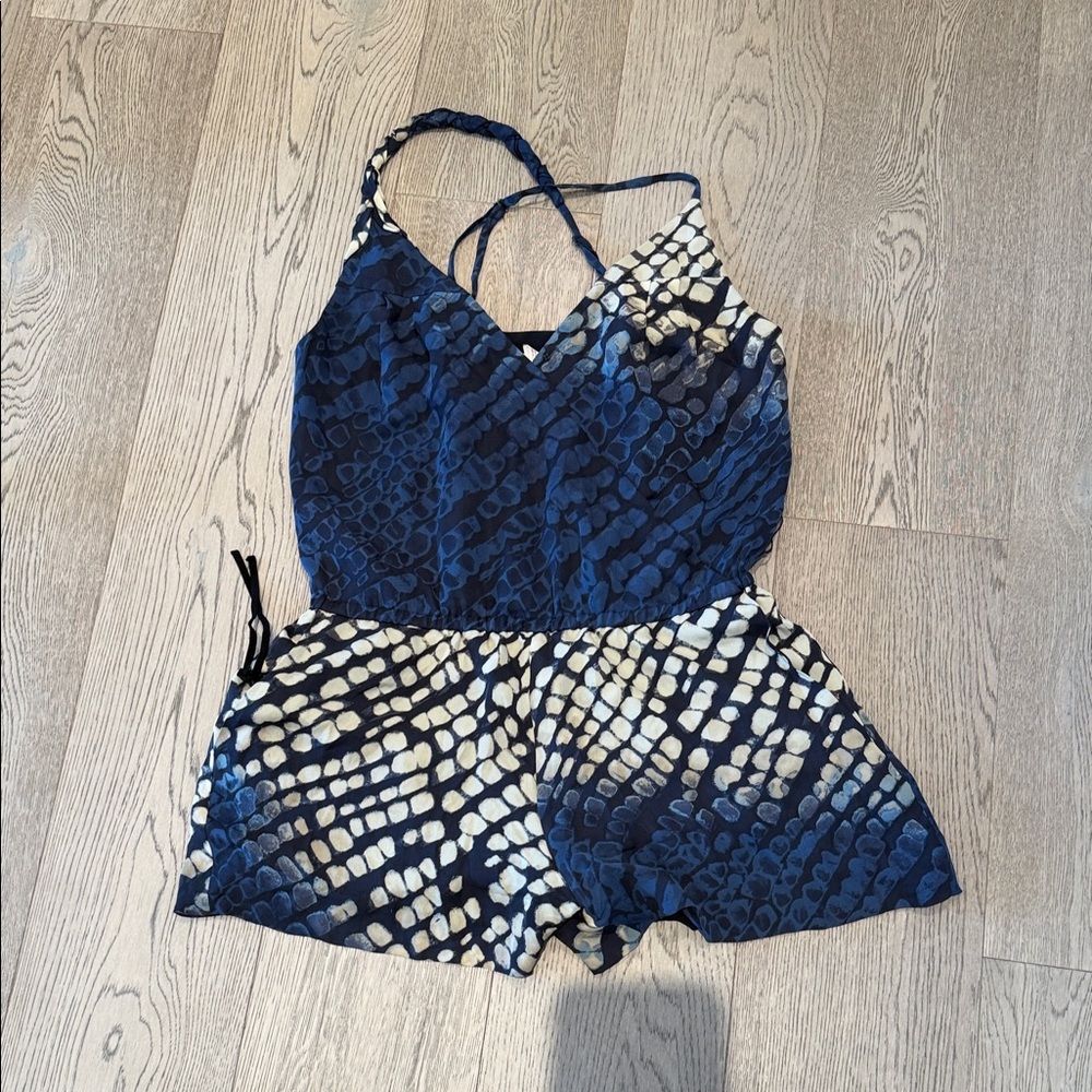 Club Monaco Blue and White Patterned Romper
